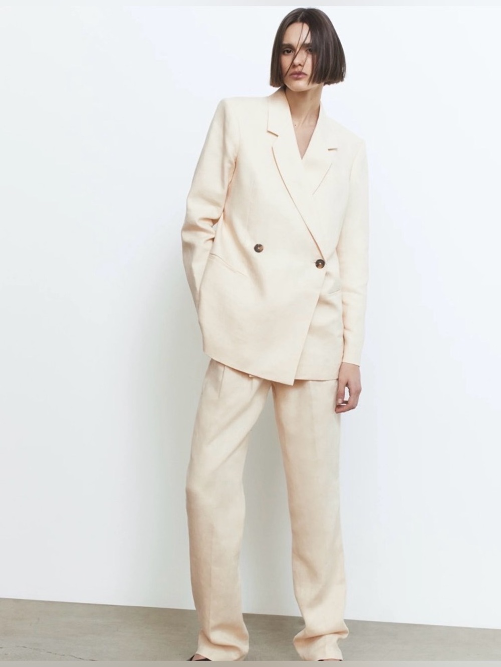 2pc NWT Anine Bing Linen Butter Yellow Suit - Kaia Blazer XS + Jay Trouser Sz 34
